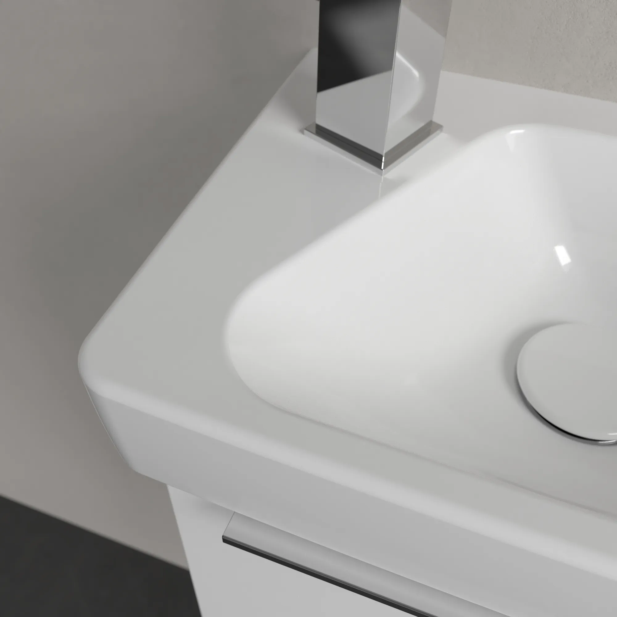 Villeroy & Boch Waschbecken „Architectura“ 360 × 265 × 135 mm, ohne Hahnlochbohrung, für Becken rechts in Weiß Alpin Villeroy & Boch Waschbecken „Architectura“ 360 × 265 × 135 mm, ohne Hahnlochbohrung, für Becken rechts in Weiß Alpin