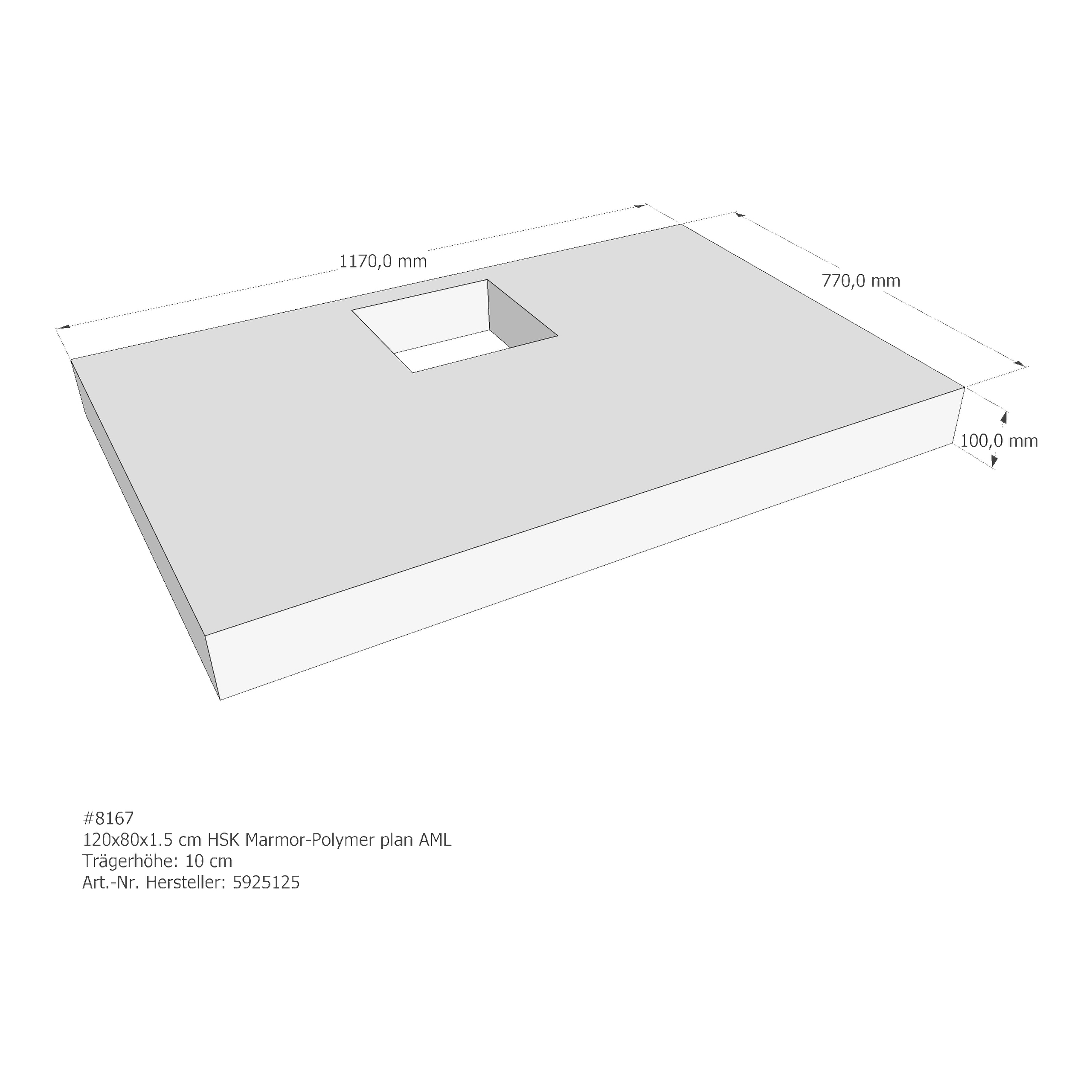 Duschwannenträger HSK Marmor-Polymer plan 120x80x1,5 cm AML