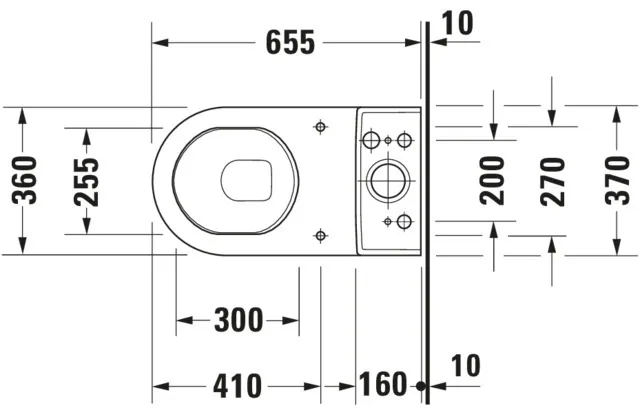 Stand-WC Kombi Starck 3 655 mm Tiefspüler, fürSPK, Abg.waagr., weiß