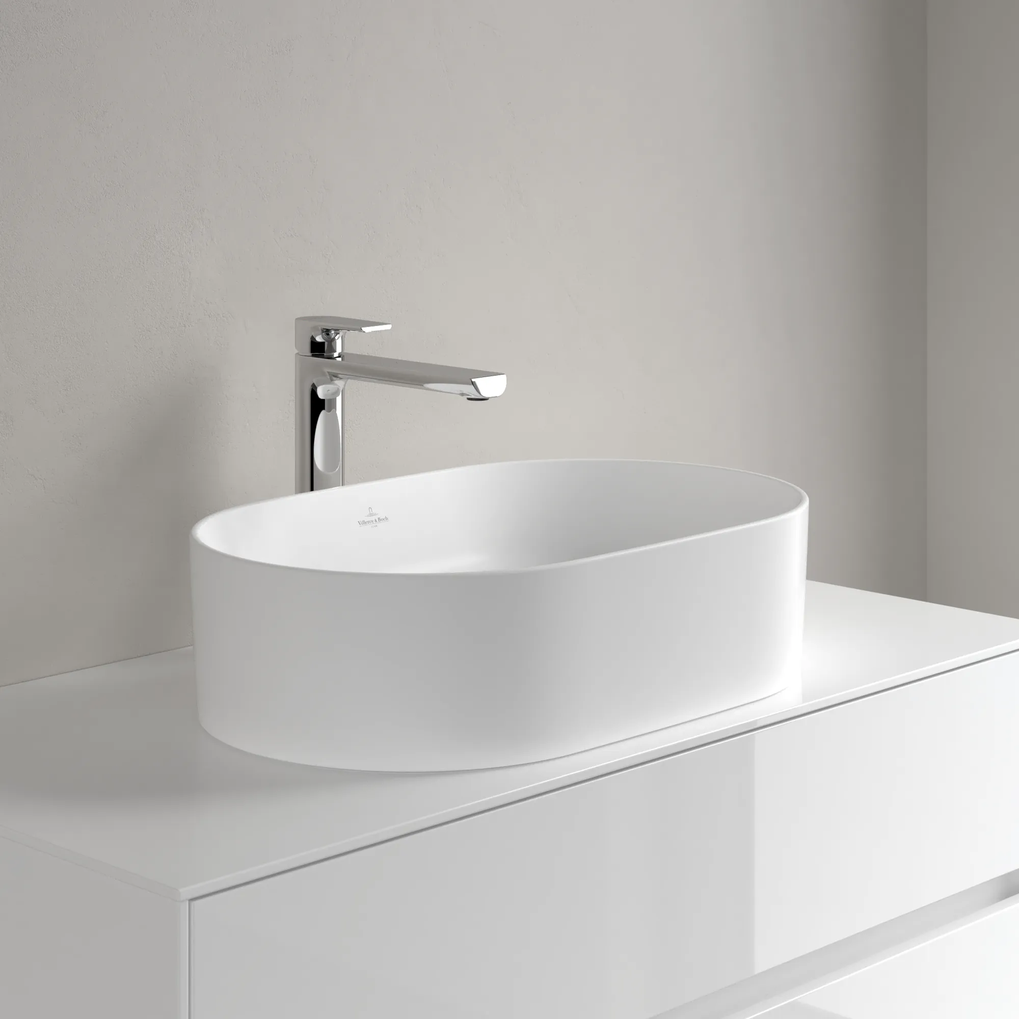 Villeroy & Boch Aufsatzwaschtisch „Collaro“ 560 × 360 × 145 mm in Stone White, mit CeramicPlus Villeroy & Boch Aufsatzwaschtisch „Collaro“ 560 × 360 × 145 mm in Stone White, mit CeramicPlus