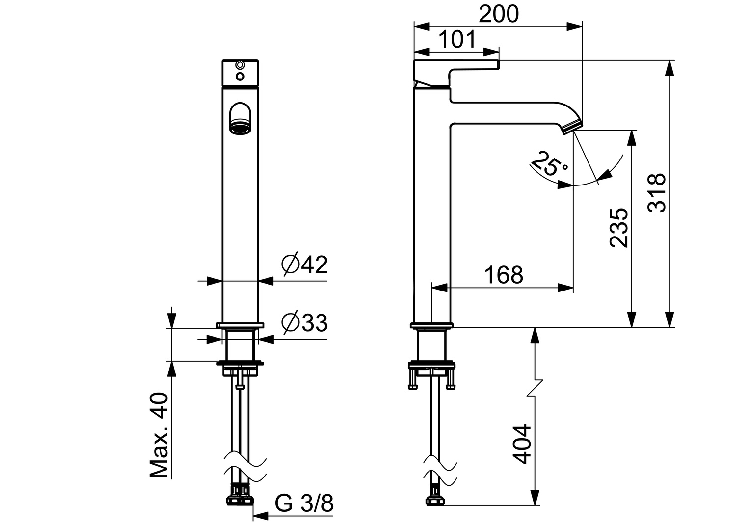 EHM Waschtischarmaturen hoch VANTIS Style 5447 Ausladung 168 mm Chrom