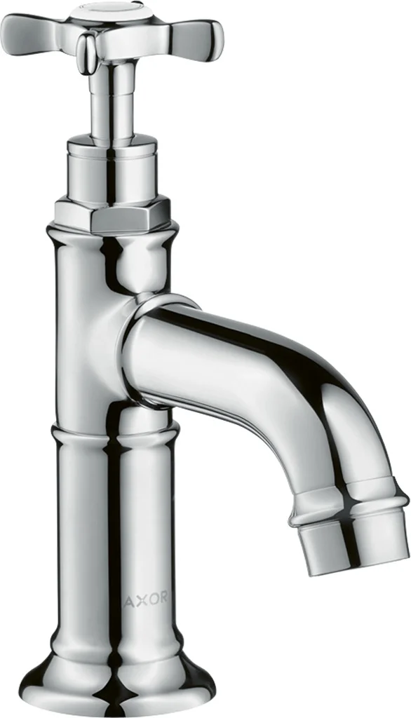 Hansgrohe AXOR Montreux Standventil kurz, Chrom, Ausladung 104 mm, Auslaufhöhe 52 mm, Normalstrahl, G 3/8 Anschlussschlauch, DN15, Kreuzgriff, ComfortZone 50