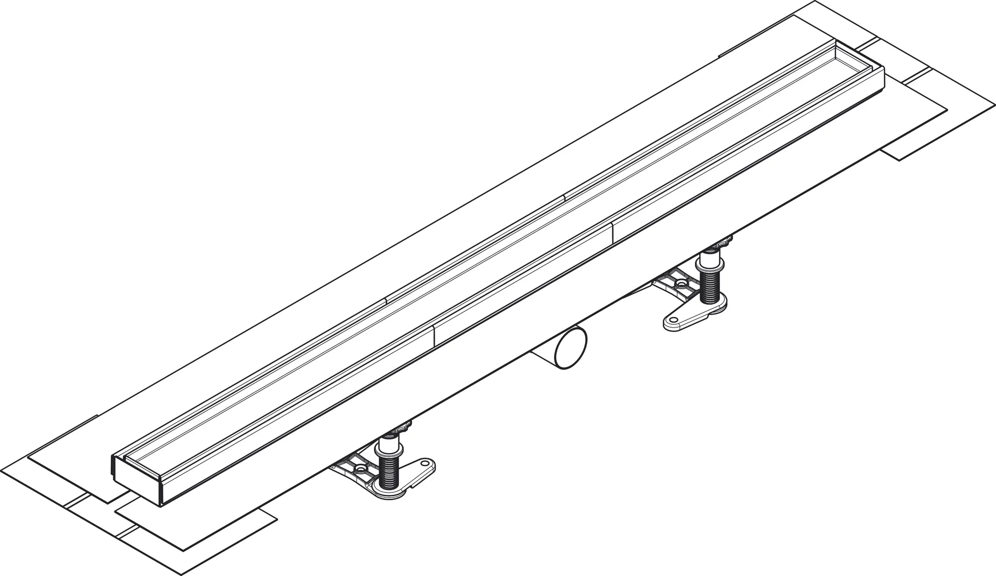 RainDrain Compact Komplettset Duschrinne 900 befliesbar für flache Installation k.a.