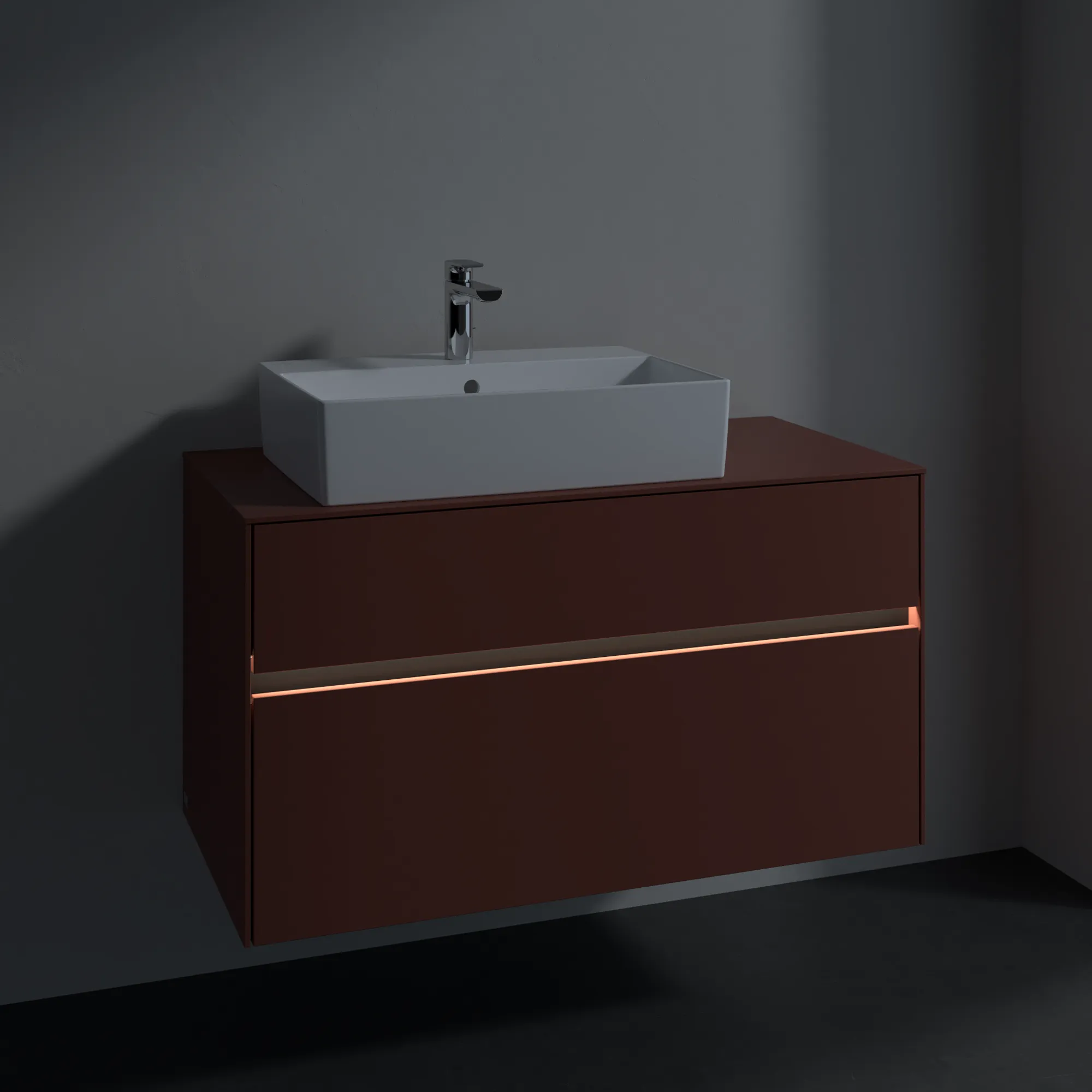 Villeroy & Boch Collaro Waschbeckenunterschrank C126B0, 1000x548x500mm, Wine Red