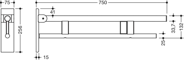HEWI Stützklappgriff „System 900“ HEWI Stützklappgriff „System 900“