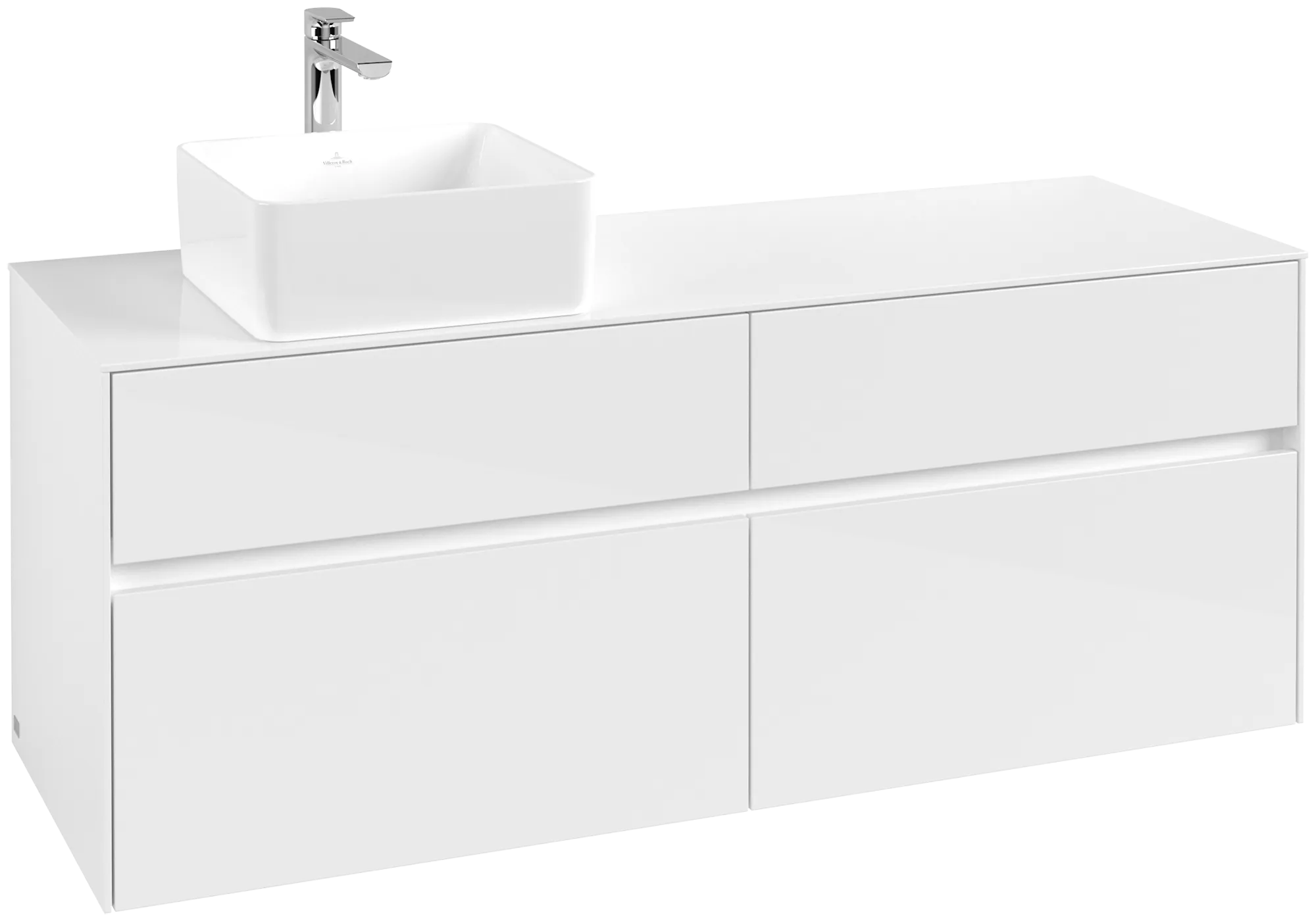 Villeroy & Boch Waschtischunterschrank „Collaro“ 1400 × 548 × 500 mm Glossy White, ohne Beleuchtung, für Becken links