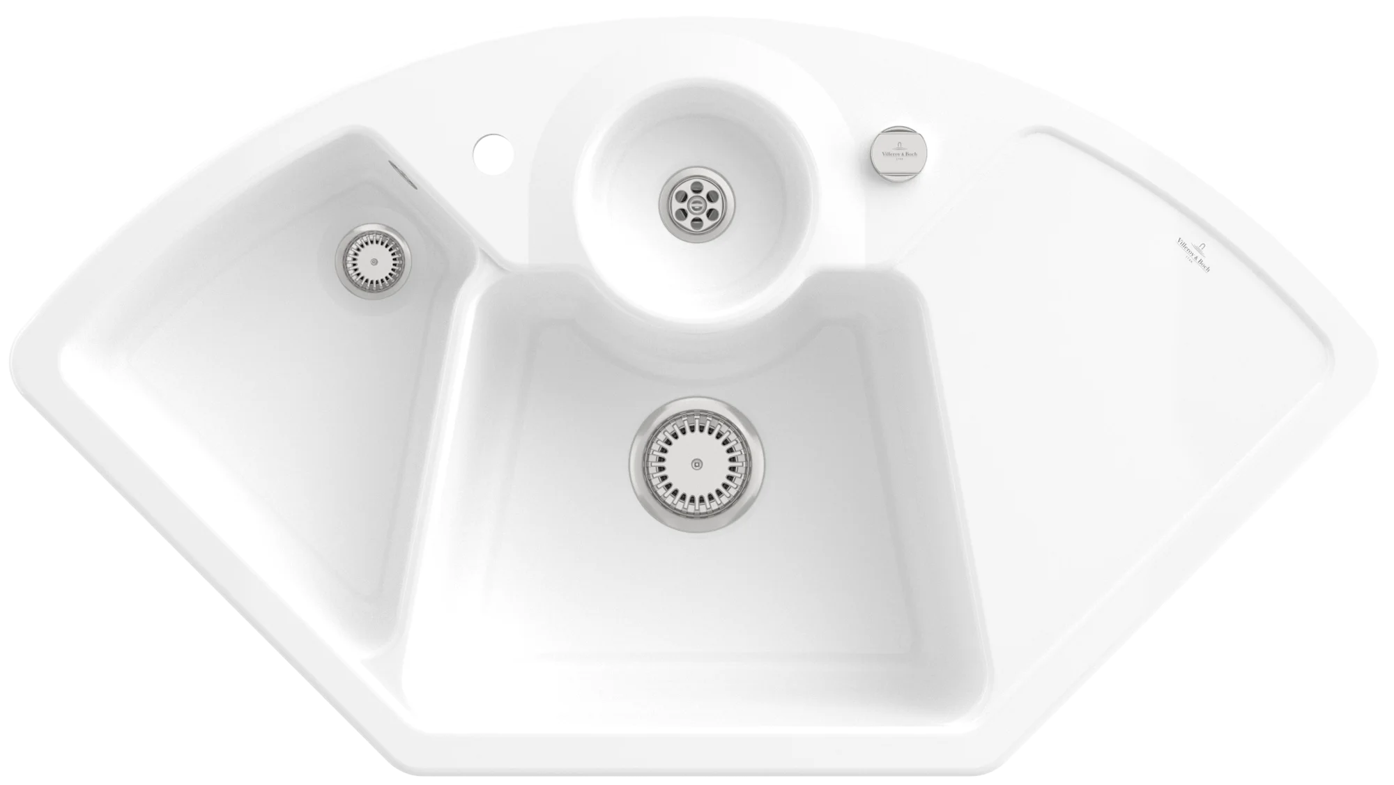 Villeroy & Boch Eckspüle Solo Eck 670802, 1075x600mm, Weiß Alpin CeramicPlus