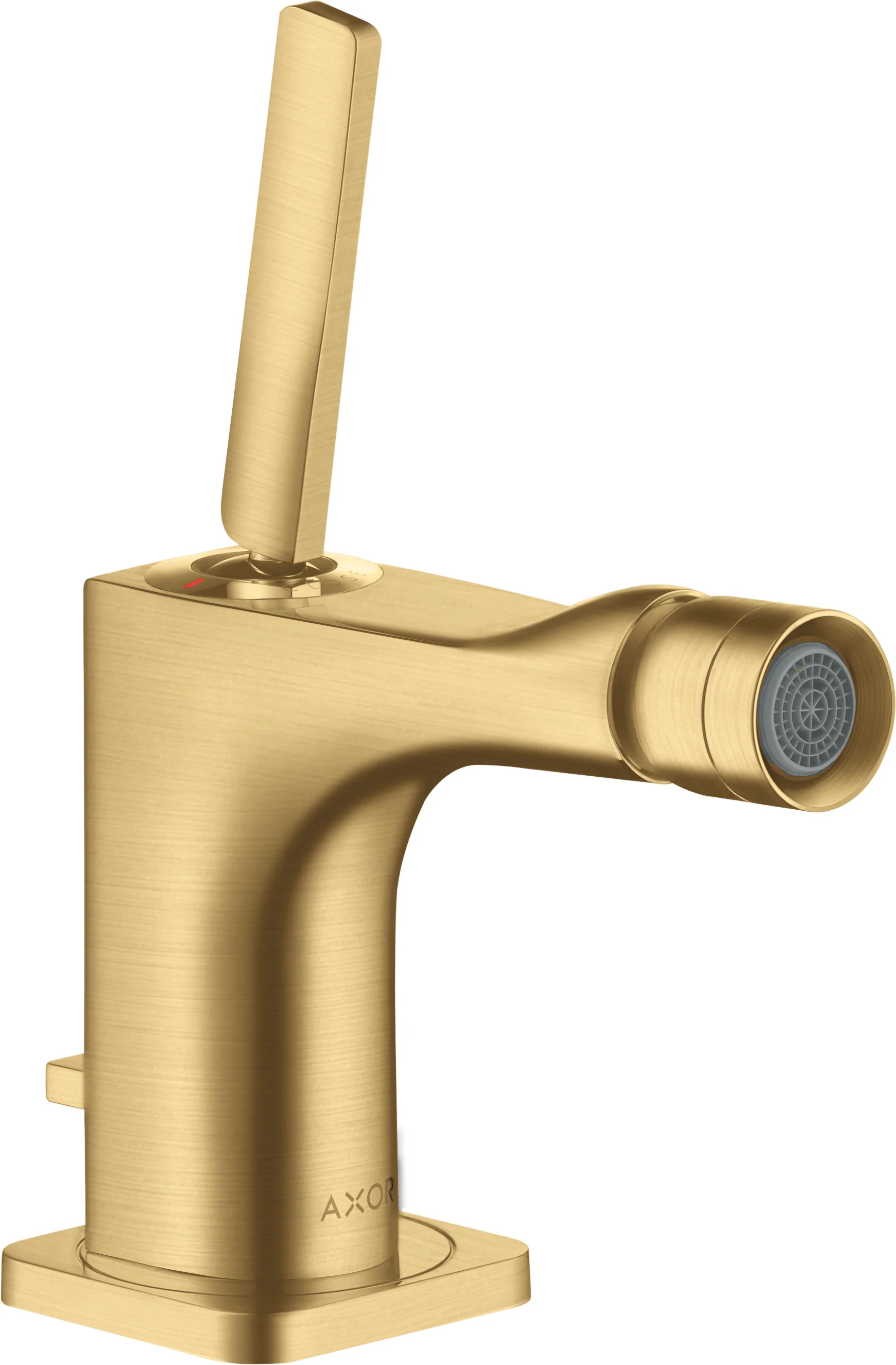 Hansgrohe AXOR Citterio E Bidetmischer Brushed Gold Optic Einhebel-Bidetmischer mit Kugelgelenk-Luftsprudler, Ausladung 114 mm, Auslaufhöhe 105 mm, max. Durchflussmenge 7,2 l/min bei 3 bar, Keramikmischsystem, für Durchlauferhitzer geeignet Hansgrohe AXOR Citterio E Bidetmischer Brushed Gold Optic Einhebel-Bidetmischer mit Kugelgelenk-Luftsprudler, Ausladung 114 mm, Auslaufhöhe 105 mm, max. Durchflussmenge 7,2 l/min bei 3 bar, Keramikmischsystem, für Durchlauferhitzer geeignet