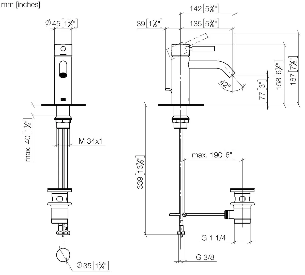 Dornbracht META Waschtisch-Einhandbatterie mit Ablaufgarnitur - Chrom Dornbracht META Waschtisch-Einhandbatterie mit Ablaufgarnitur - Chrom