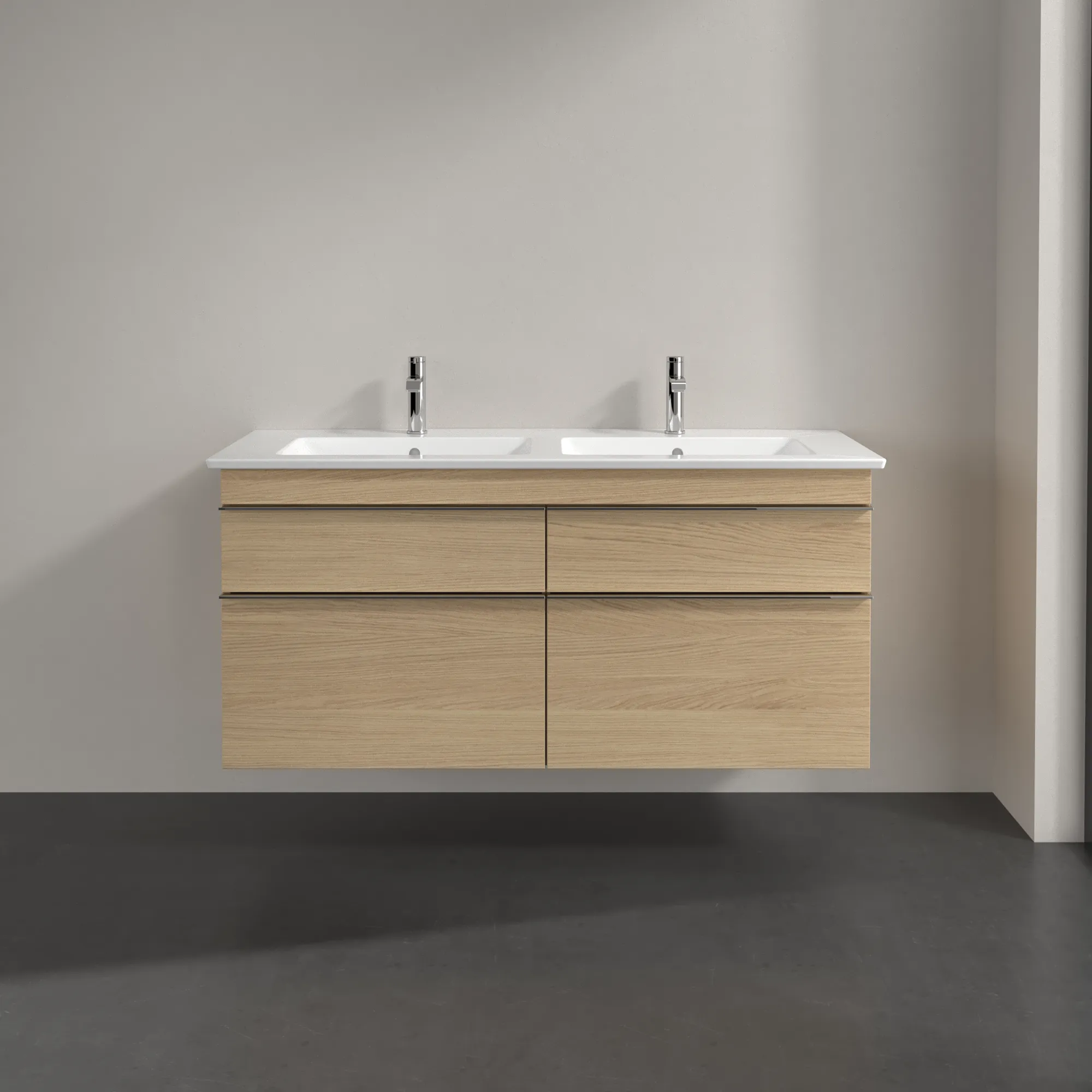 Villeroy & Boch Waschtischunterschrank „Venticello“ für Schrank-Doppelwaschtisch 1253 × 590 × 502 mm Nordic Oak, für links und rechts