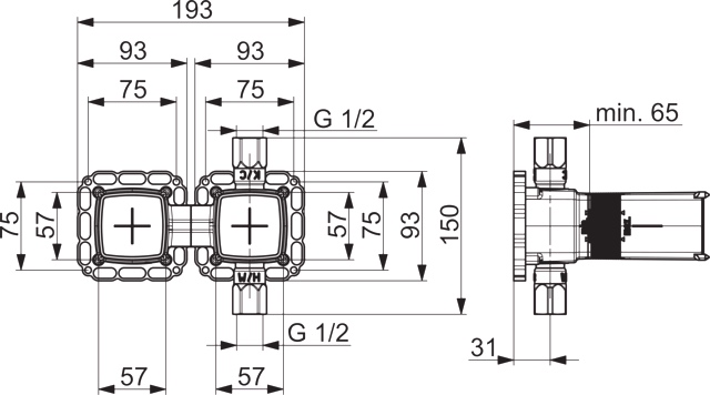 Hansa Rohbauset Brausearmatur „Matrix“ in Chrom Hansa Rohbauset Brausearmatur „Matrix“ in Chrom