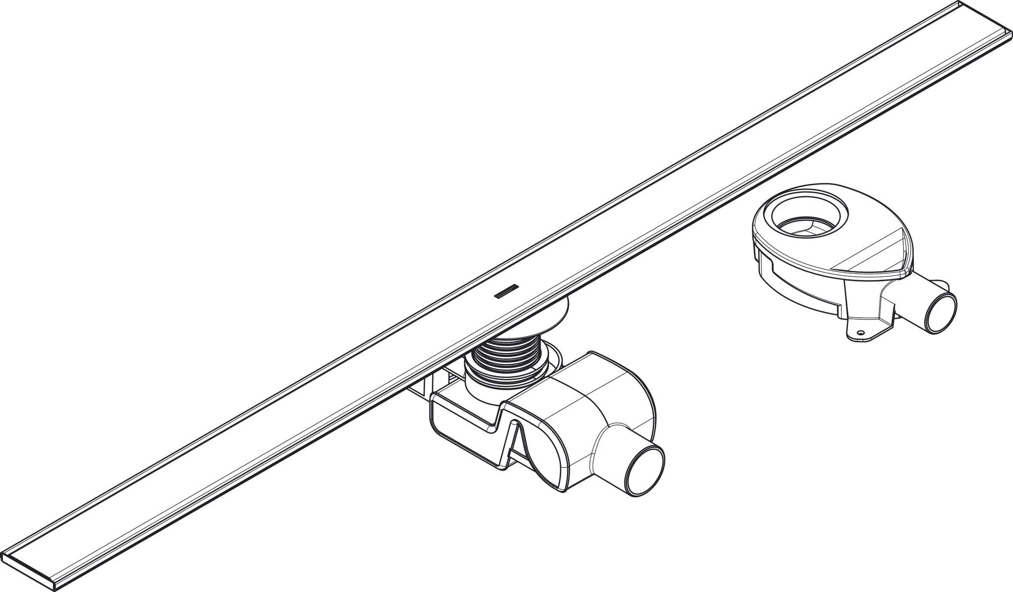 RainDrain Allround Komplettset Duschrinne 1200 für Standard-/flache Installation Edelstahl gebürstet