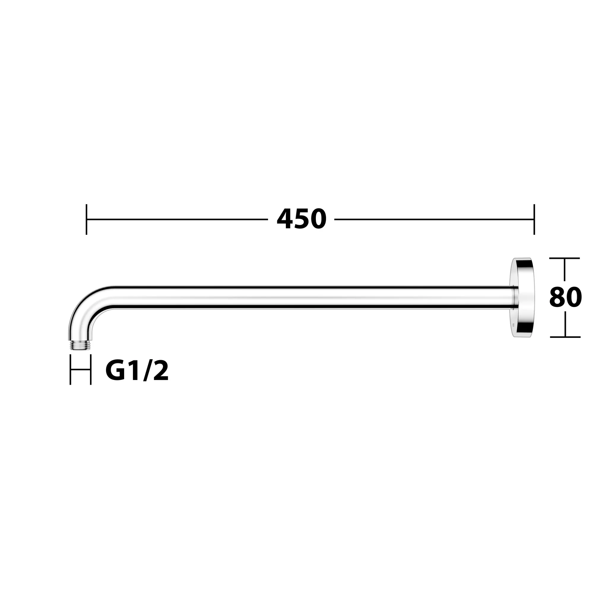 Elegance 51688010400 Brausearm Wandanschluß rund 450 mm verchromt