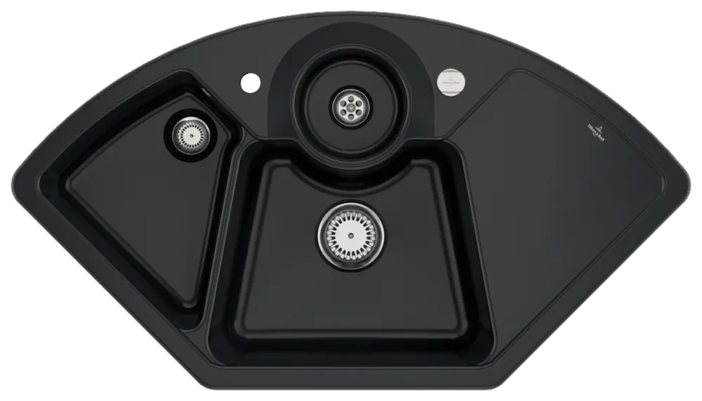 Villeroy & Boch Einbau-Küchenspülbecken „Solo Eck“ 1075 × 600 × 205 mm, Hahnlochposition links in Pure Black Villeroy & Boch Einbau-Küchenspülbecken „Solo Eck“ 1075 × 600 × 205 mm, Hahnlochposition links in Pure Black