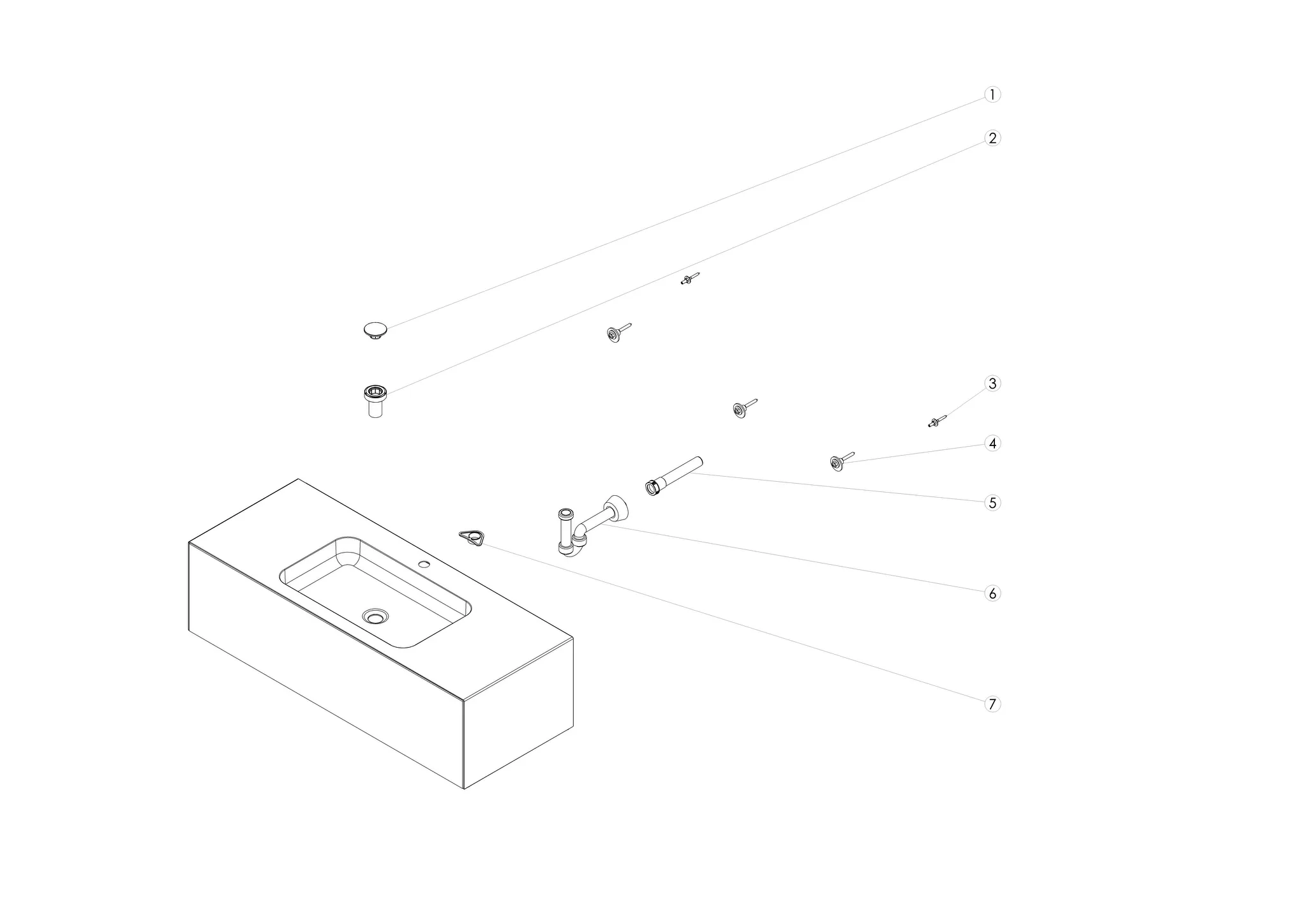 Alape Waschplatz „FO-Serie“ 1254 × 350 mm, mittig Alape Waschplatz „FO-Serie“ 1254 × 350 mm, mittig