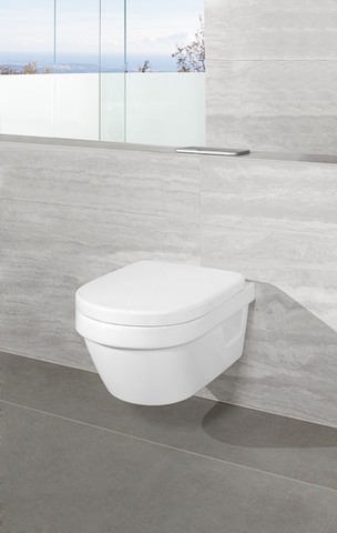 Tiefspül-WC Compact spülrandlos Architectura 4687R0, 350 x 480 x 340 mm, Oval, wandhängend, Abgang waagerecht, Weiß Alpin