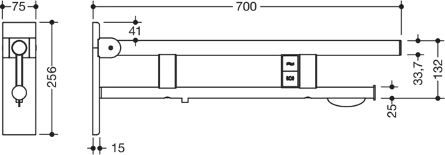 HEWI Stützklappgriff „System 900“ HEWI Stützklappgriff „System 900“