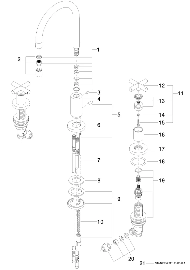 Waschtisch-Dreilochbatterie mit Ablaufgarnitur TARA Chrom 20713892 Waschtisch-Dreilochbatterie mit Ablaufgarnitur TARA Chrom 20713892