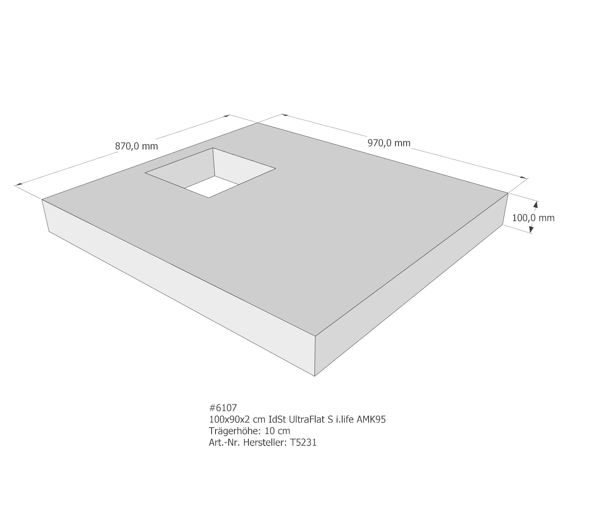 Duschwannenträger für Ideal Standard Ultra Flat S i.life 100 × 90 × 2 cm