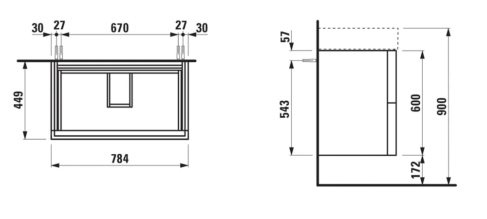 Laufen Waschtischunterbau „Kartell“ 450 × 600 × 785 mm Weiß matt