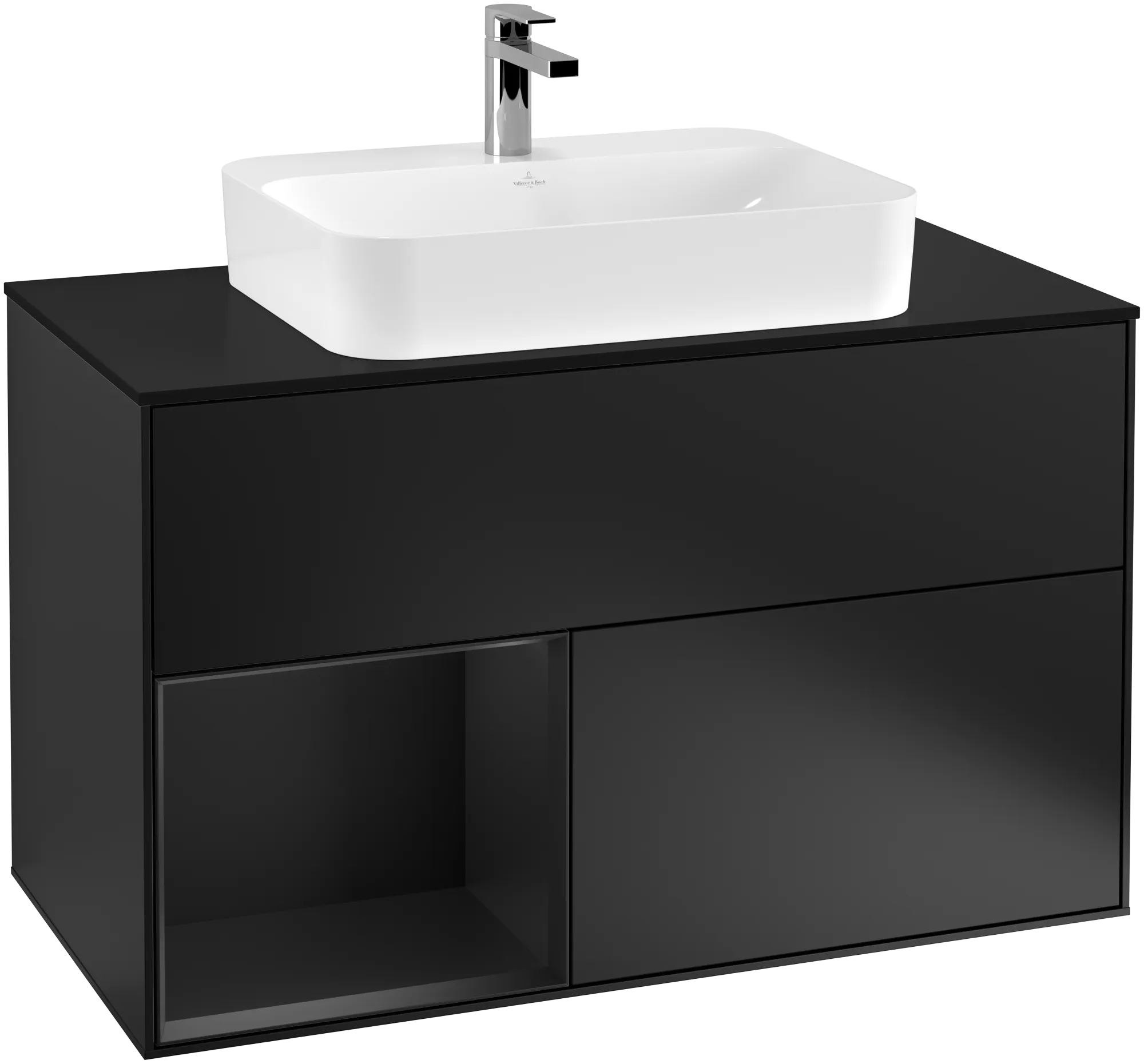 Villeroy & Boch Waschbeckenunterschrank Finion G36, 1000x603x501 mm, Black Matt Lacquer, mit Beleuchtung und SoftClosing Villeroy & Boch Waschbeckenunterschrank Finion G36, 1000x603x501 mm, Black Matt Lacquer, mit Beleuchtung und SoftClosing