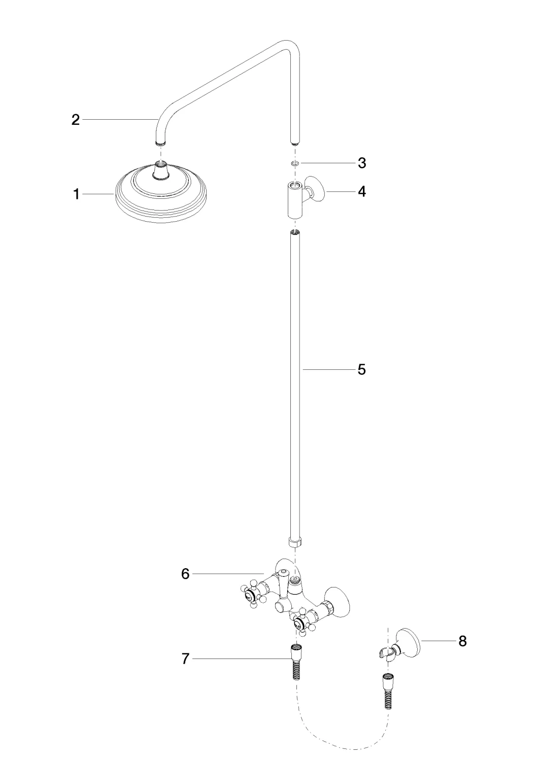 Shower Pipe mit Brausebatterie ohne Handbrause FlowReduce MADISON Chrom 26633360