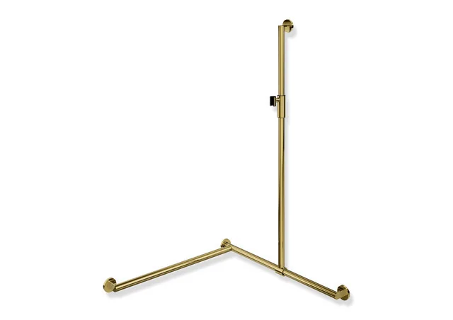 HEWI Duschhandlauf System 900, PVD-beschichtet in Gold glänzend, 1250 mm senkrecht, 800 mm waagerecht, 32 mm Durchmesser, links HEWI Duschhandlauf System 900, PVD-beschichtet in Gold glänzend, 1250 mm senkrecht, 800 mm waagerecht, 32 mm Durchmesser, links