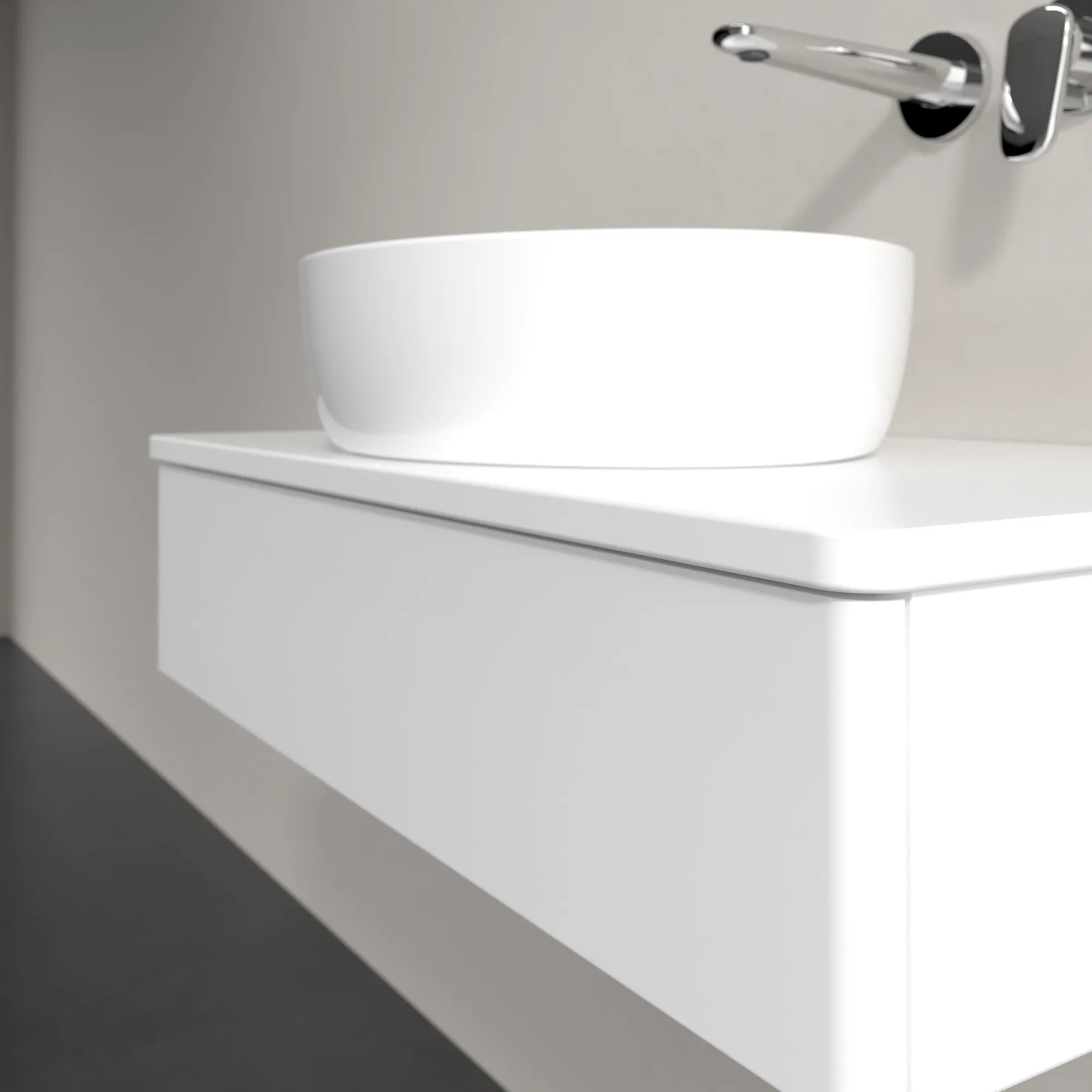 Villeroy & Boch Waschtischunterschrank „Antao“ 800 × 190 × 500 mm White Matt Lacquer, für Becken mittig, mit Beleuchtung