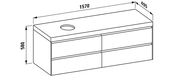 Waschtischunterbau+Waschtischplatte (MODULAR SYSTEM) LANI 495x1570x580 mit Ausschnitt links Abdeckplatte 65 mm (Farbe: .267 wildeiche), mit 4 Schubladen (800 mm links + 800 mm rechts) integrierter Griffleiste Vollauszug und Soft-Close weiß matt Waschtischunterbau+Waschtischplatte (MODULAR SYSTEM) LANI 495x1570x580 mit Ausschnitt links Abdeckplatte 65 mm (Farbe: .267 wildeiche), mit 4 Schubladen (800 mm links + 800 mm rechts) integrierter Griffleiste Vollauszug und Soft-Close weiß matt