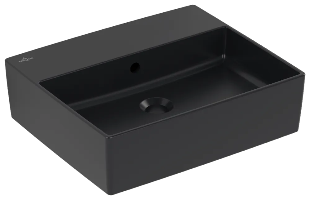 Villeroy & Boch Aufsatzwaschtisch aus TitanCeram „Memento 2.0“ 498 × 420 × 139 mm, ohne Hahnlochbohrung in Pure Black