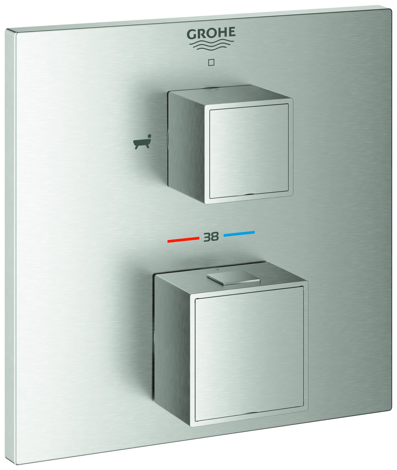 Thermostat-Wannenbatterie Grohtherm Cube 24155, mit integrierter 2-Wege-Umstellung, Fertigmontageset für Rapido SmartBox, chrom