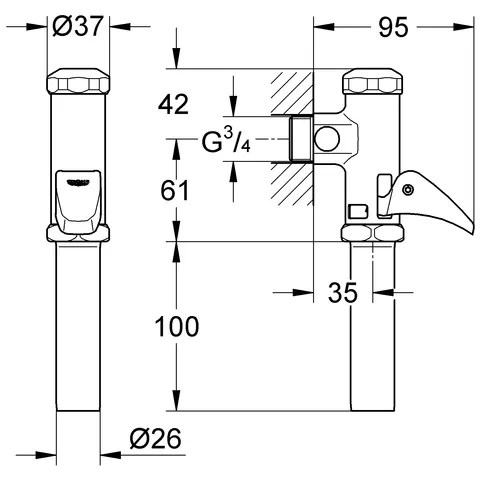 Grohe Automatic-Spüler DAL 37139 WC Aufputz Messing chrom Grohe Automatic-Spüler DAL 37139 WC Aufputz Messing chrom