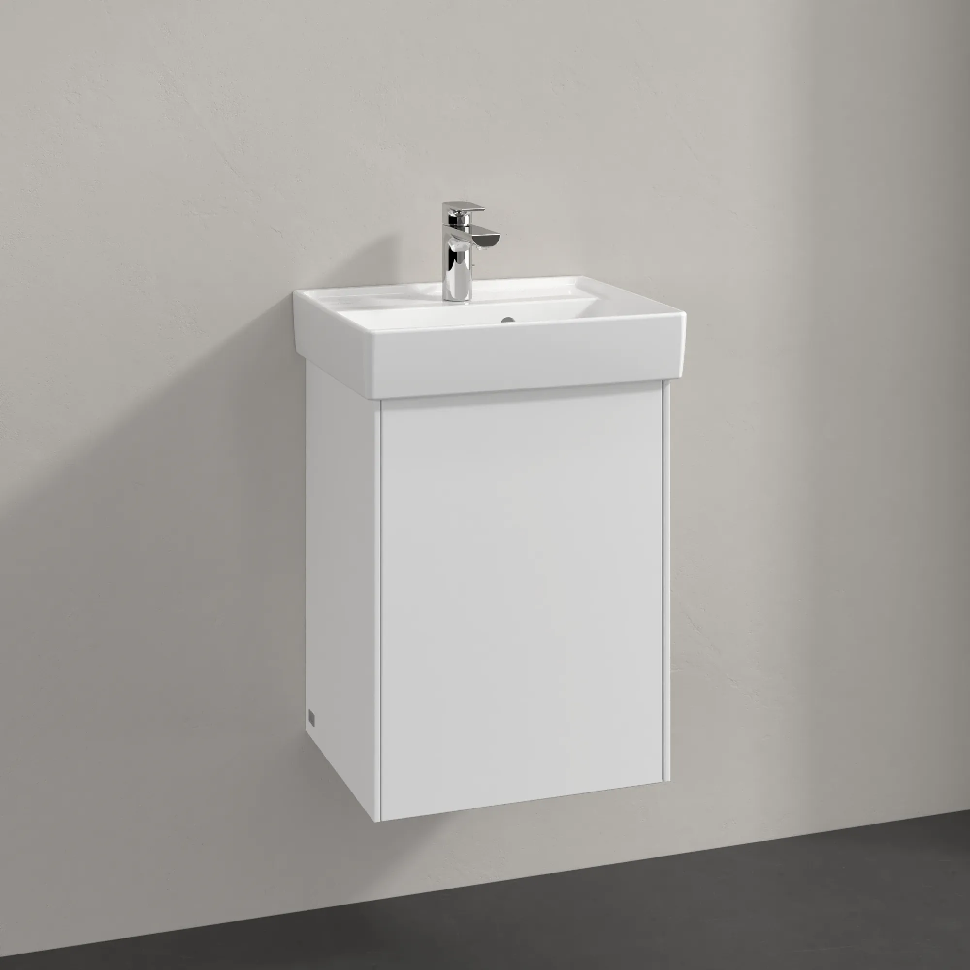 Villeroy & Boch Waschtischunterschrank mit Tür „Collaro“ 410 × 546 × 344 mm Weiß Matt, für Becken mittig, Anschlag rechts, ohne Beleuchtung Villeroy & Boch Waschtischunterschrank mit Tür „Collaro“ 410 × 546 × 344 mm Weiß Matt, für Becken mittig, Anschlag rechts, ohne Beleuchtung