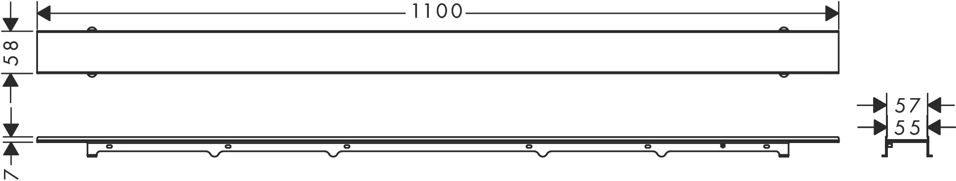 RainDrain Rock Duschrinne 1000 mm kürzbar und befliesbar