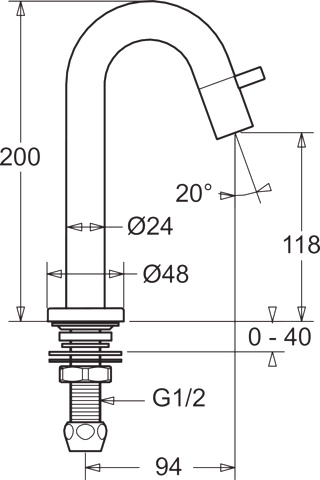 HA Einhebelmischer Waschtischbatterie HANSANOVA Style 5093 Ausladung 94 mm DN15 Chrom