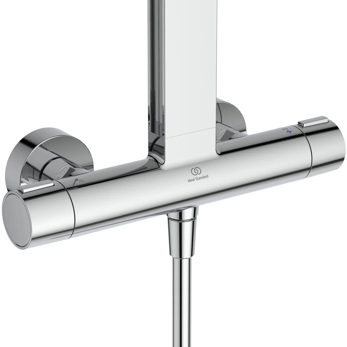 Ideal Standard Ceratherm Alu+ Duschsystem mit Brausethermostat, Chrom, 2 Ablagen, 2 Strahlarten Hand- und Kopfbrause, Idealflex Brauseschlauch