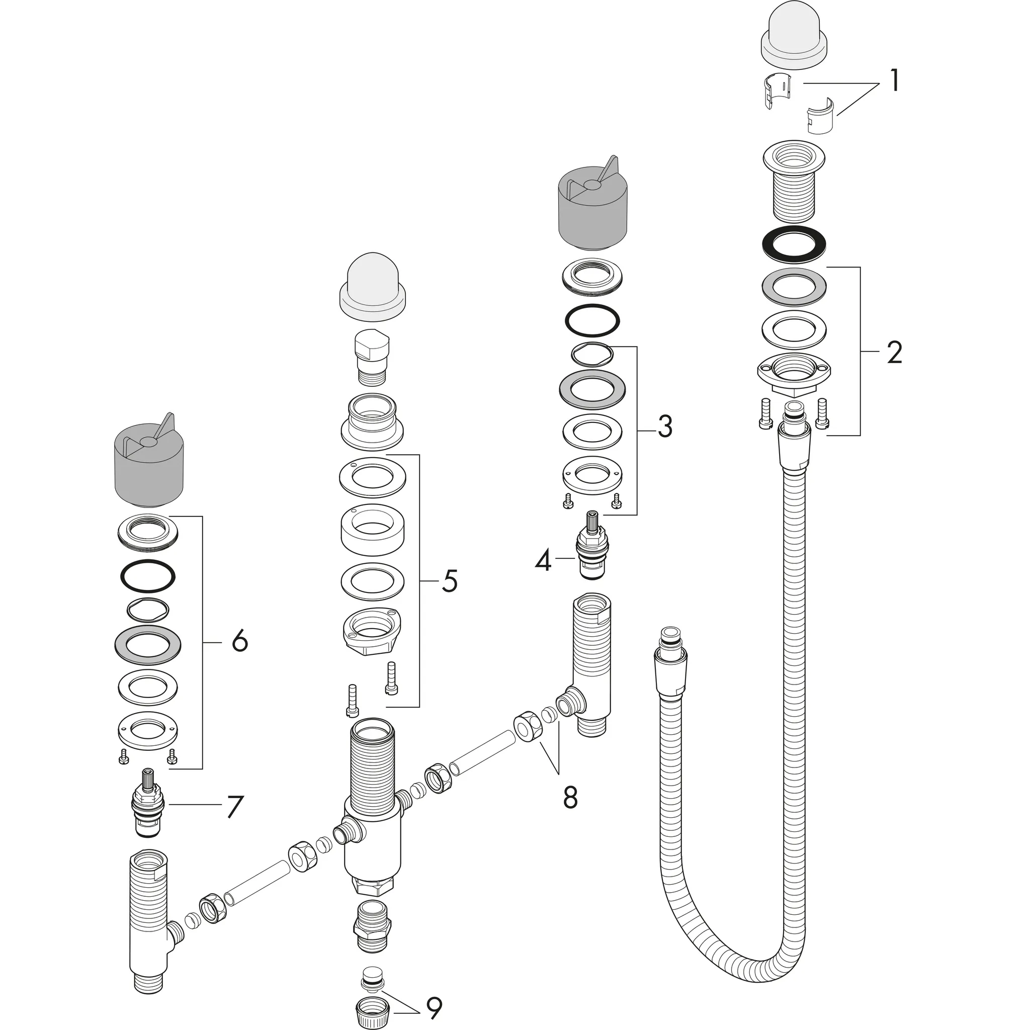 Hansgrohe AXOR Mischer ohne Grundkörper für 3-Loch Wannenrandarmatur Hansgrohe AXOR Mischer ohne Grundkörper für 3-Loch Wannenrandarmatur