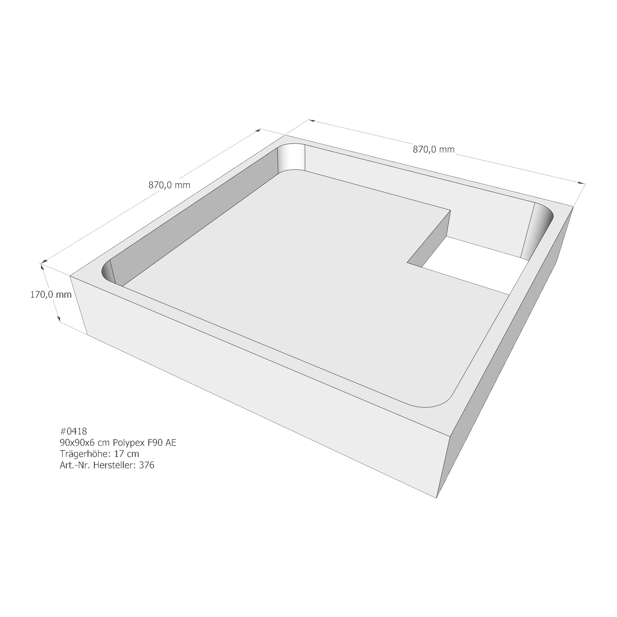 Duschwannenträger für Polypex F90 90 × 90 × 6 cm