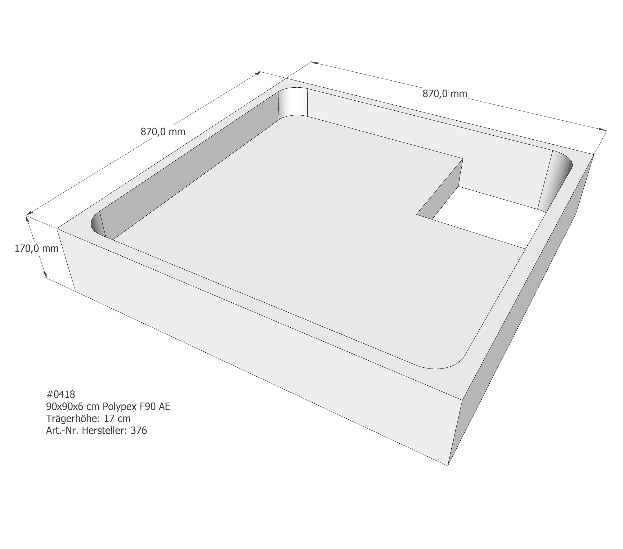 Duschwannenträger für Polypex F90 90 × 90 × 6 cm Duschwannenträger für Polypex F90 90 × 90 × 6 cm
