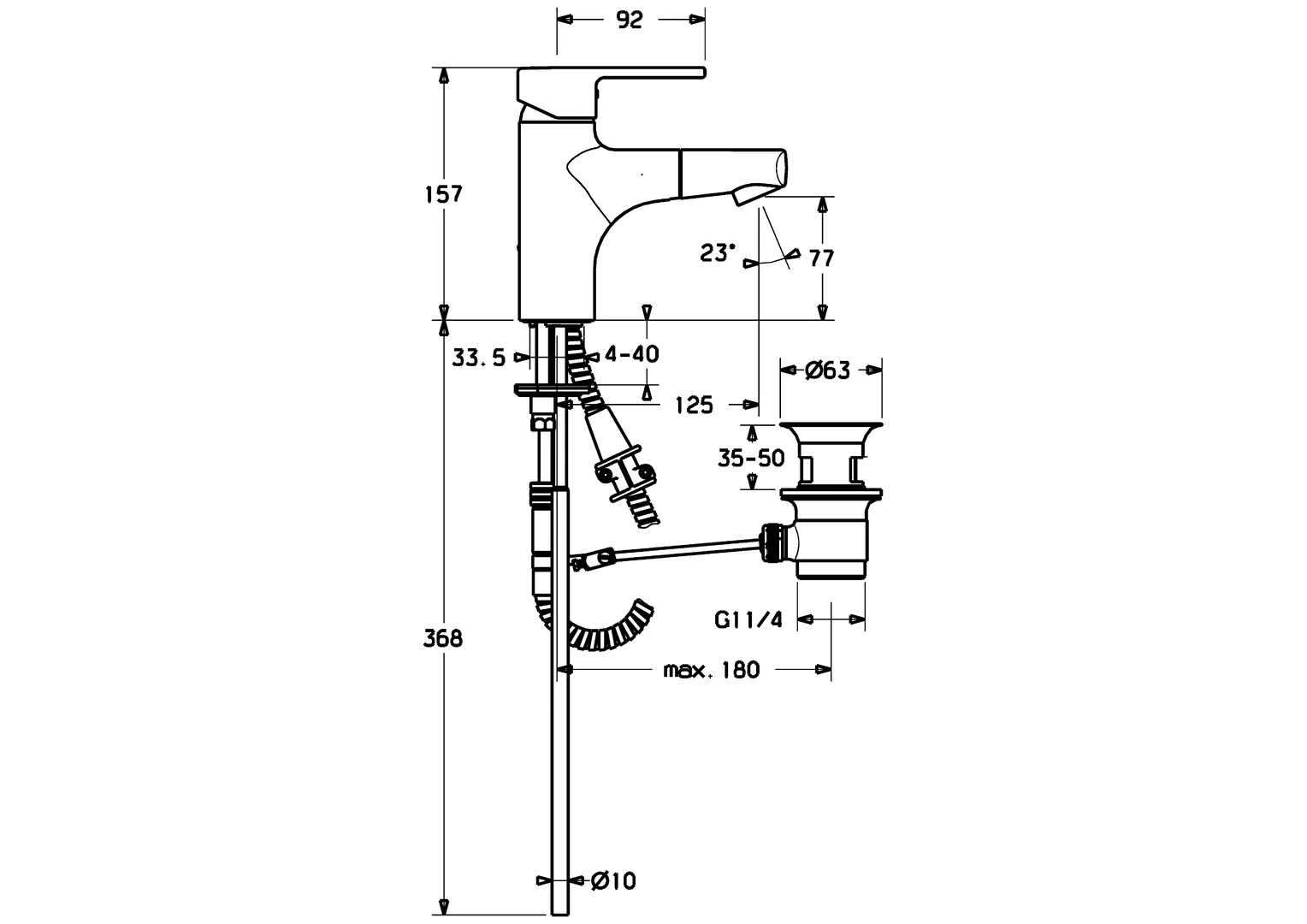 HansaRONDA Waschtischarmatur Hansaronda neu Einhebelmischer Chrom DN15 125mm
