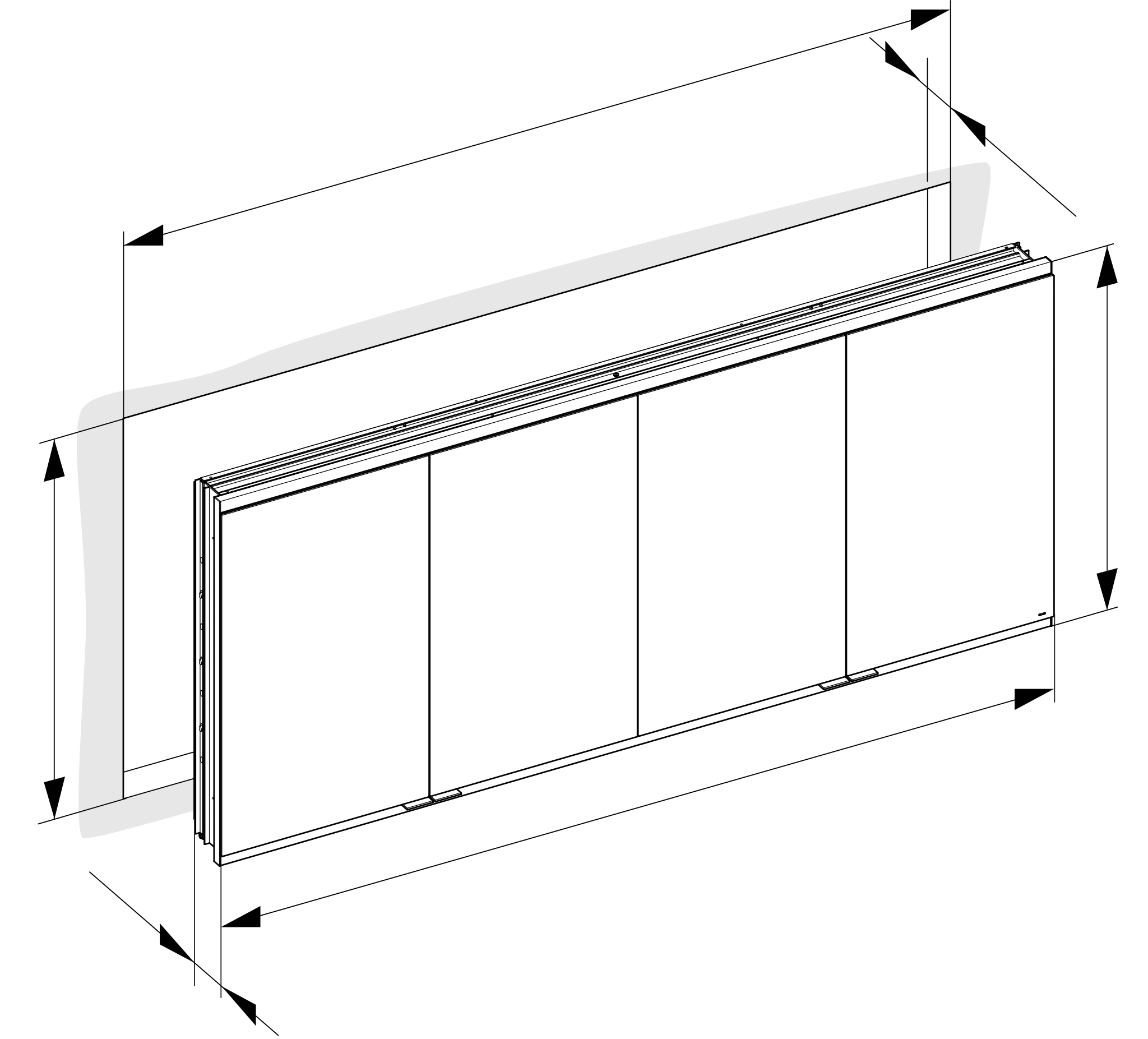 Royal Modular 2.0 800410161000400 Spiegelschrank beleuchtet Wandeinbau, 4 Steckdosen 1600 × 900 × 120 mm silber-eloxiert