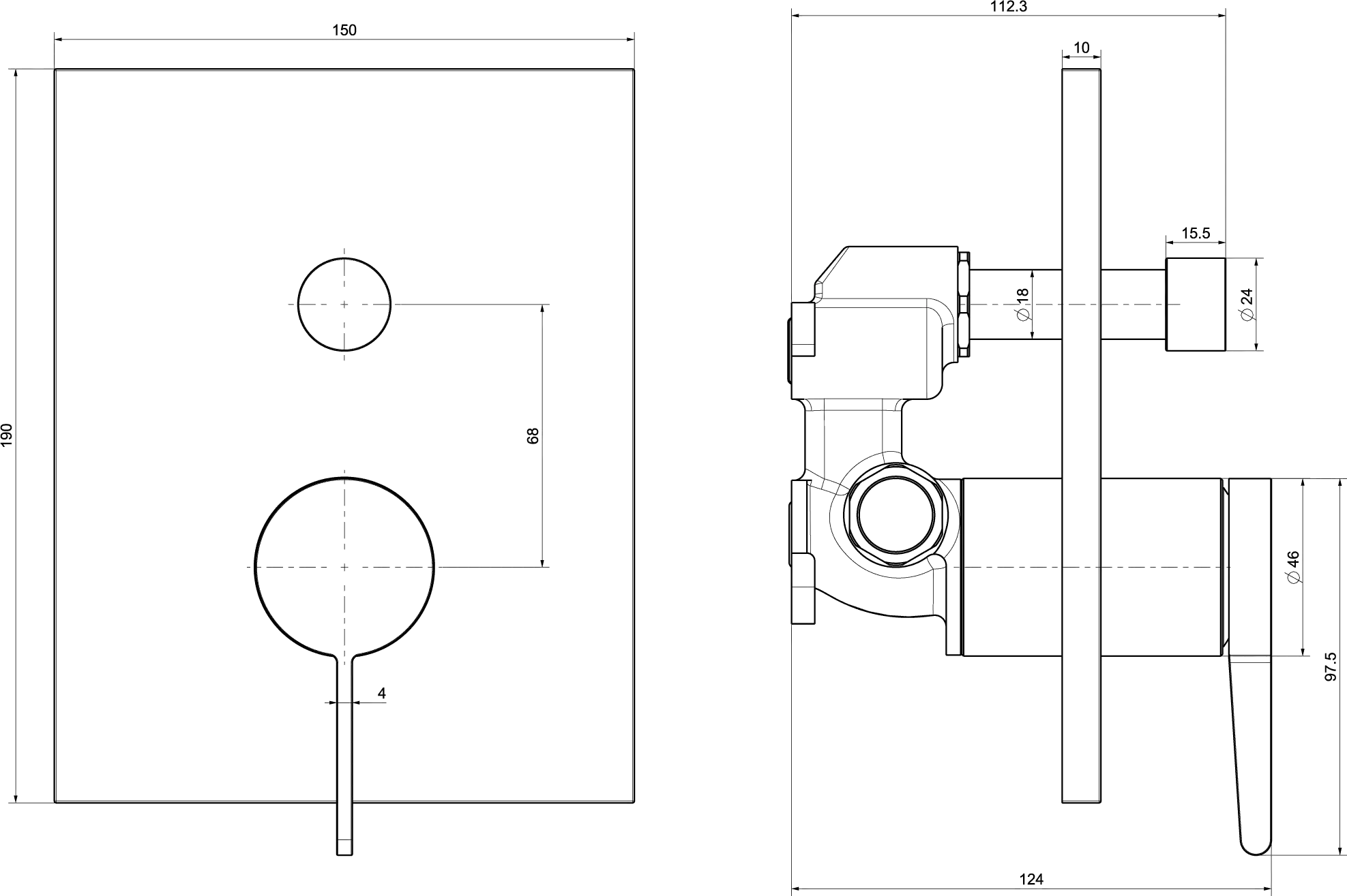 Zweihand-Unterputz-Armatur „Conum“ 12,4 cm