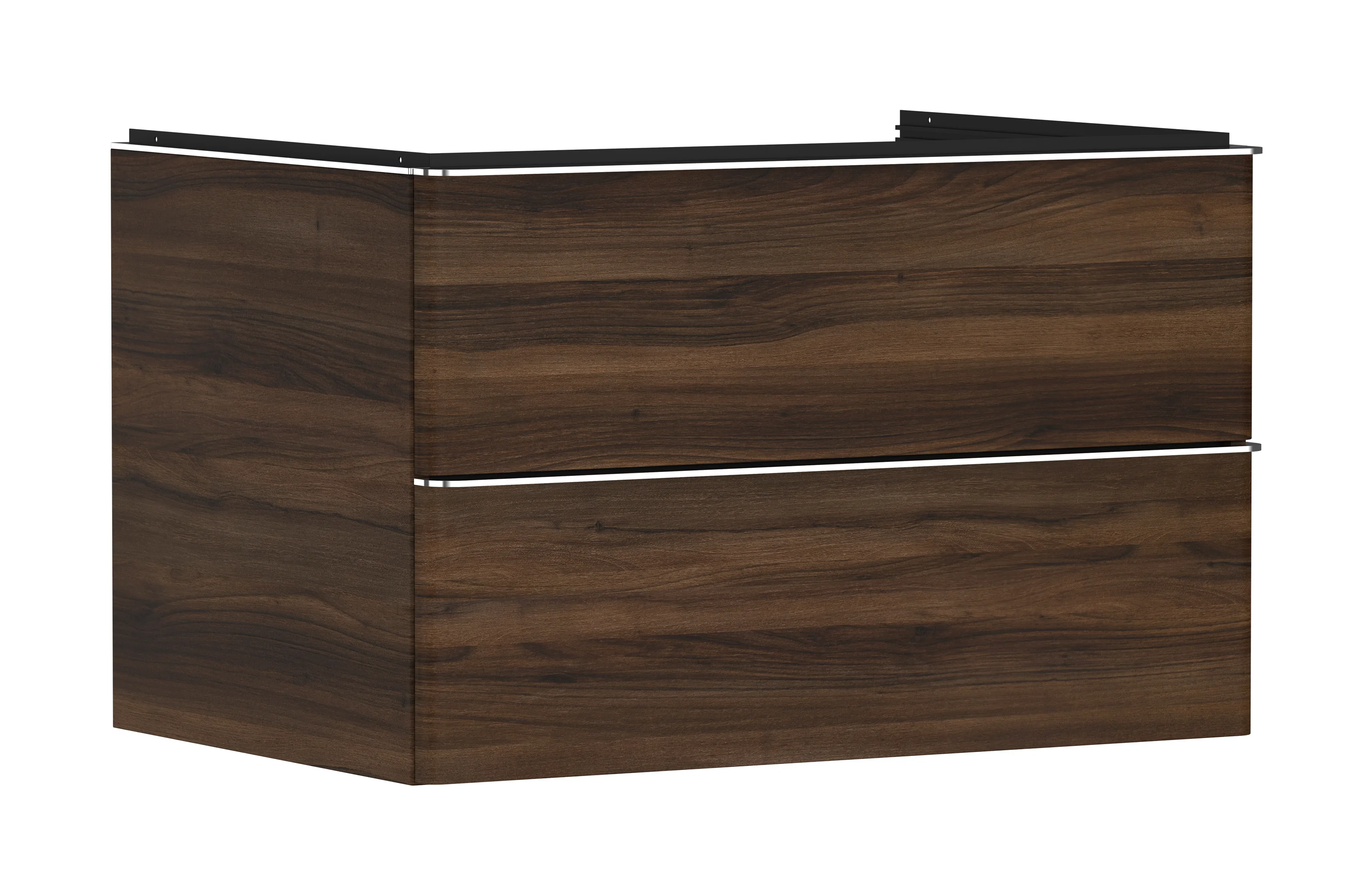 Hansgrohe Xelu Q Waschtischunterschrank Nussbaum Dunkel, 780x540 mm, 2 Schubkästen mit Griffleiste, verchromt glänzend, SoftClose, vormontiert