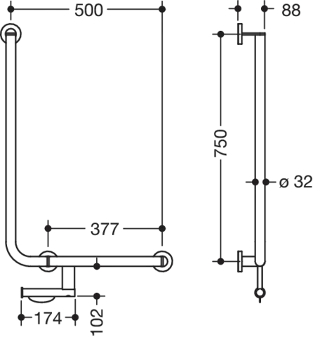 HEWI Haltegriff Ausführung rechts „System 900“ in Dunkelgrau tiefmatt HEWI Haltegriff Ausführung rechts „System 900“ in Dunkelgrau tiefmatt