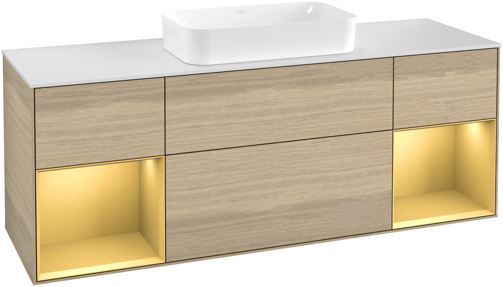 Villeroy & Boch Waschtischunterschrank „Finion“ für Schrankwaschtisch 1600 × 603 × 501 mm Oak Veneer, für Becken mittig, mit Hahnlochbohrung