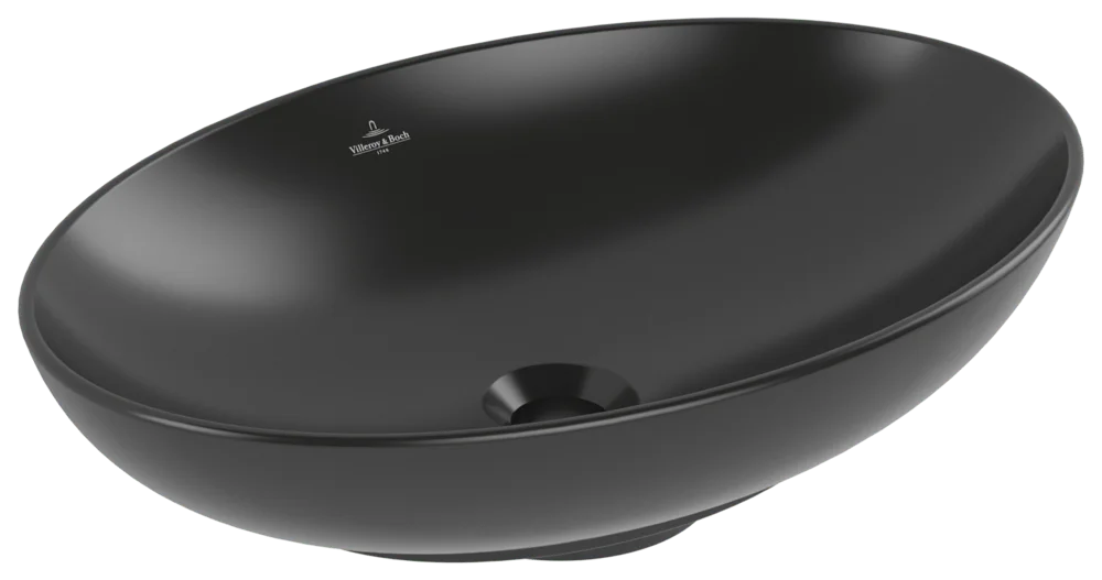 Villeroy & Boch Aufsatzwaschbecken Loop & Friends Pure Black CeramicPlus 560x380x150mm mit Überlauf Villeroy & Boch Aufsatzwaschbecken Loop & Friends Pure Black CeramicPlus 560x380x150mm mit Überlauf