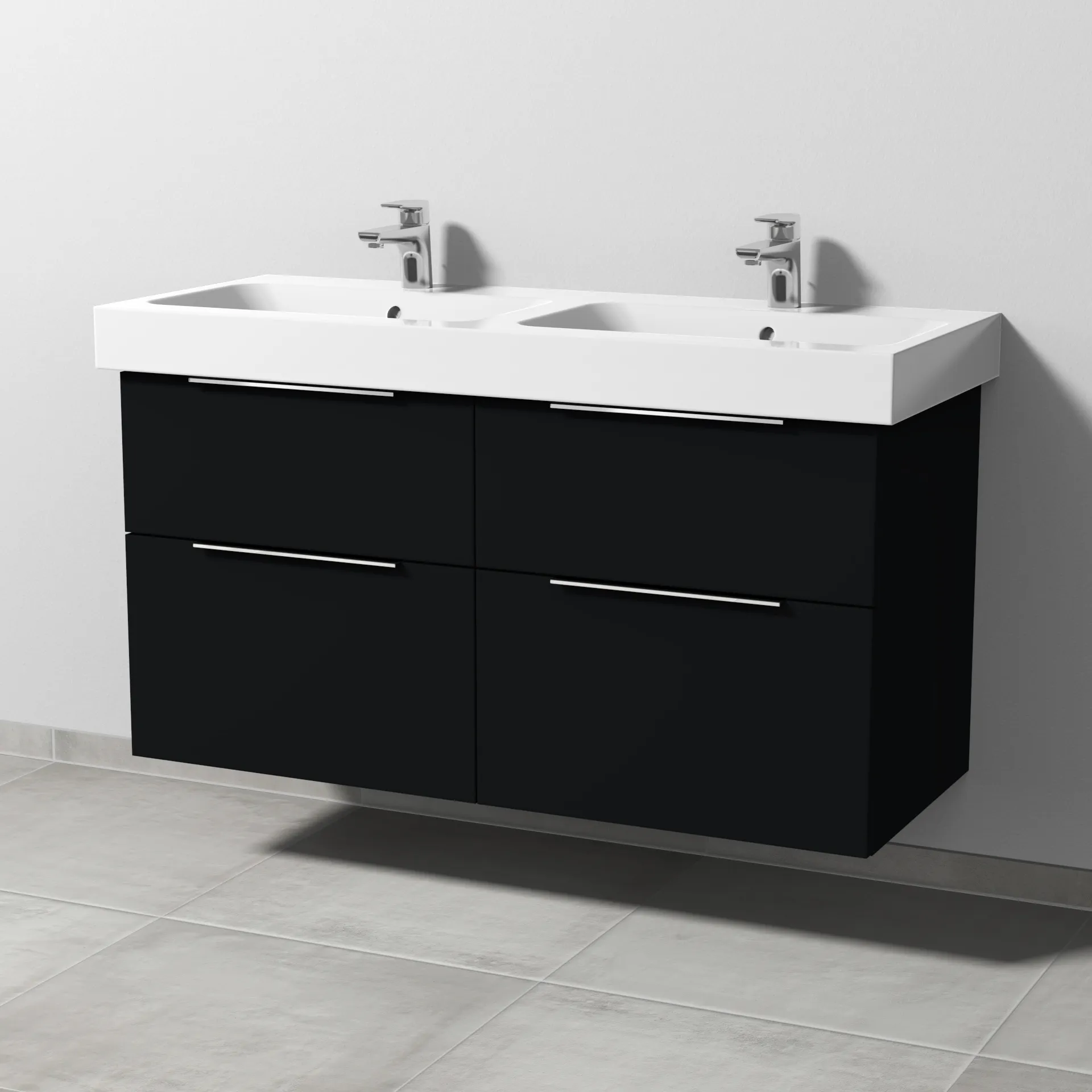 Sanipa Waschtischunterschrank „3way“ passend zu Keramik-Waschtische iCon von Geberit 1150 × 593 × 462 mm in Schwarz (matt), mit Hahnlochbohrung,