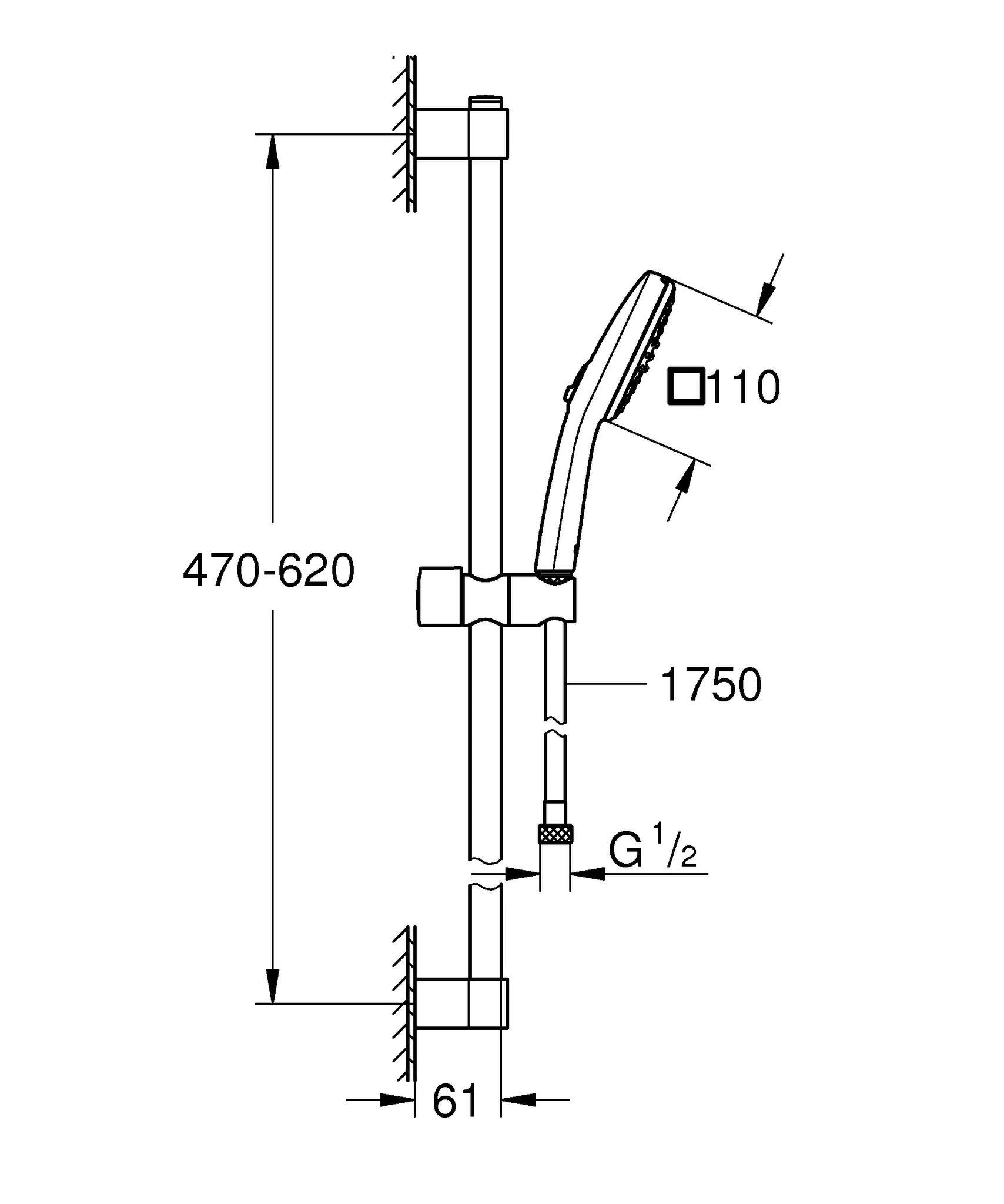 Grohe Tempesta Cube 110 Brausestangenset 2 Strahlarten Rain Jet Grohe Tempesta Cube 110 Brausestangenset 2 Strahlarten Rain Jet