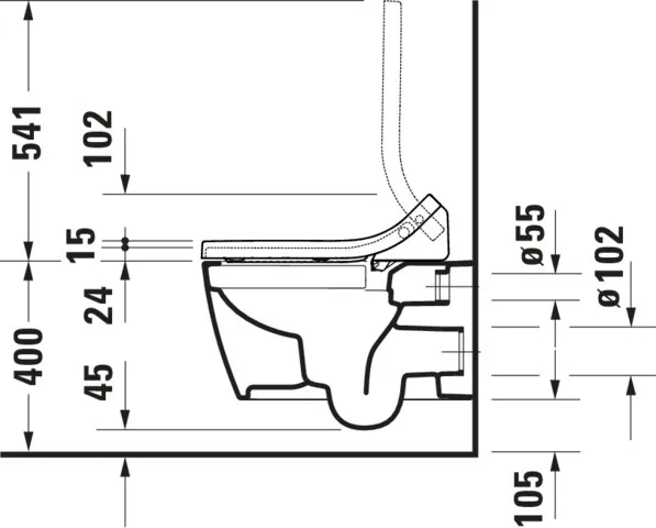 Duravit Wand-WC ME by Starck, 570 mm, weiß Hochglanz, rimless, Durafix, SensoWash-kompatibel Duravit Wand-WC ME by Starck, 570 mm, weiß Hochglanz, rimless, Durafix, SensoWash-kompatibel