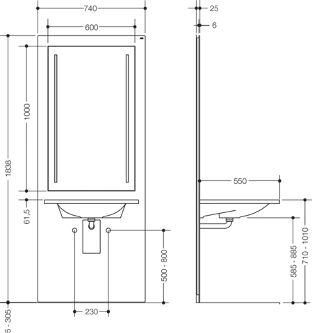 Waschtisch-Modul Systems S 50 behindertengerecht inkl. Waschtisch und LED-Lichtspiegel SONDERANGEBOT Waschtisch-Modul Systems S 50 behindertengerecht inkl. Waschtisch und LED-Lichtspiegel SONDERANGEBOT